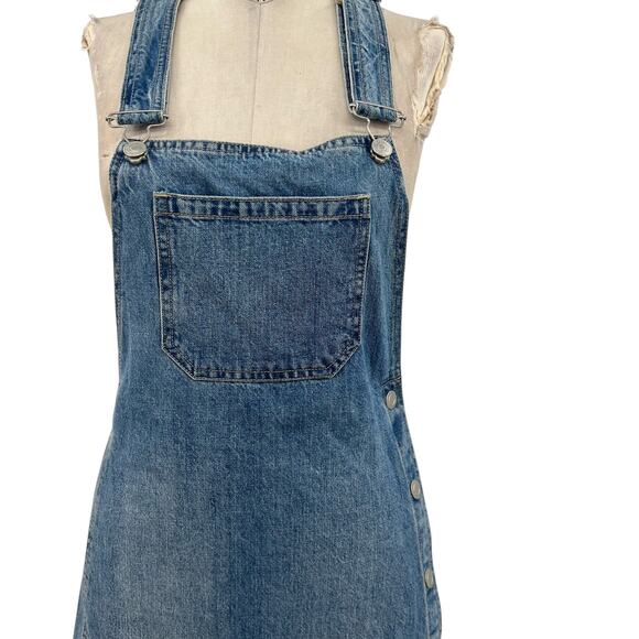 Free People Louise Denim Skirtall Overall Dress Medium Wash Blue Size 0 - Picture 4 of 13